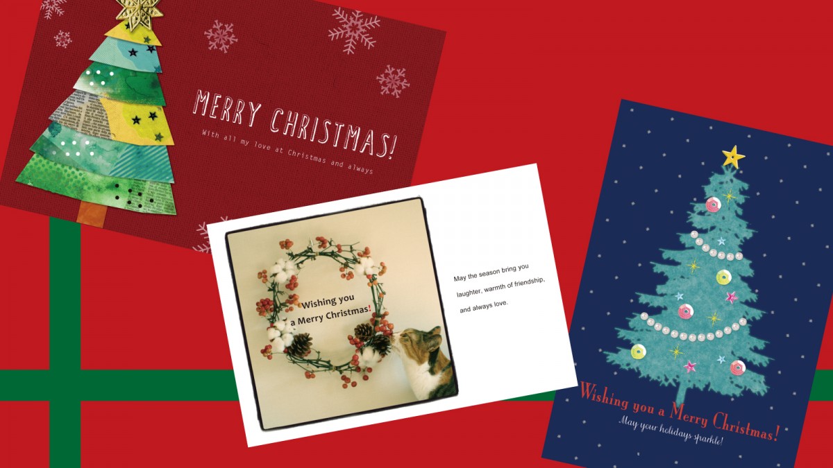 15円 100％安い クリスマスカード グリーティングカード 大人向け クリスマスツリー柄 無料ラッピング付き